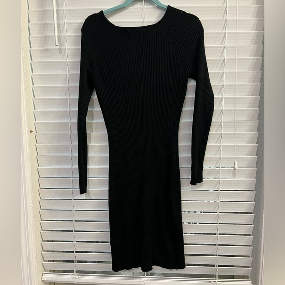 Abercrombie Hourglass Cutout Black Sweater Dress Stretchy Medium Tall - Picture 3 of 6